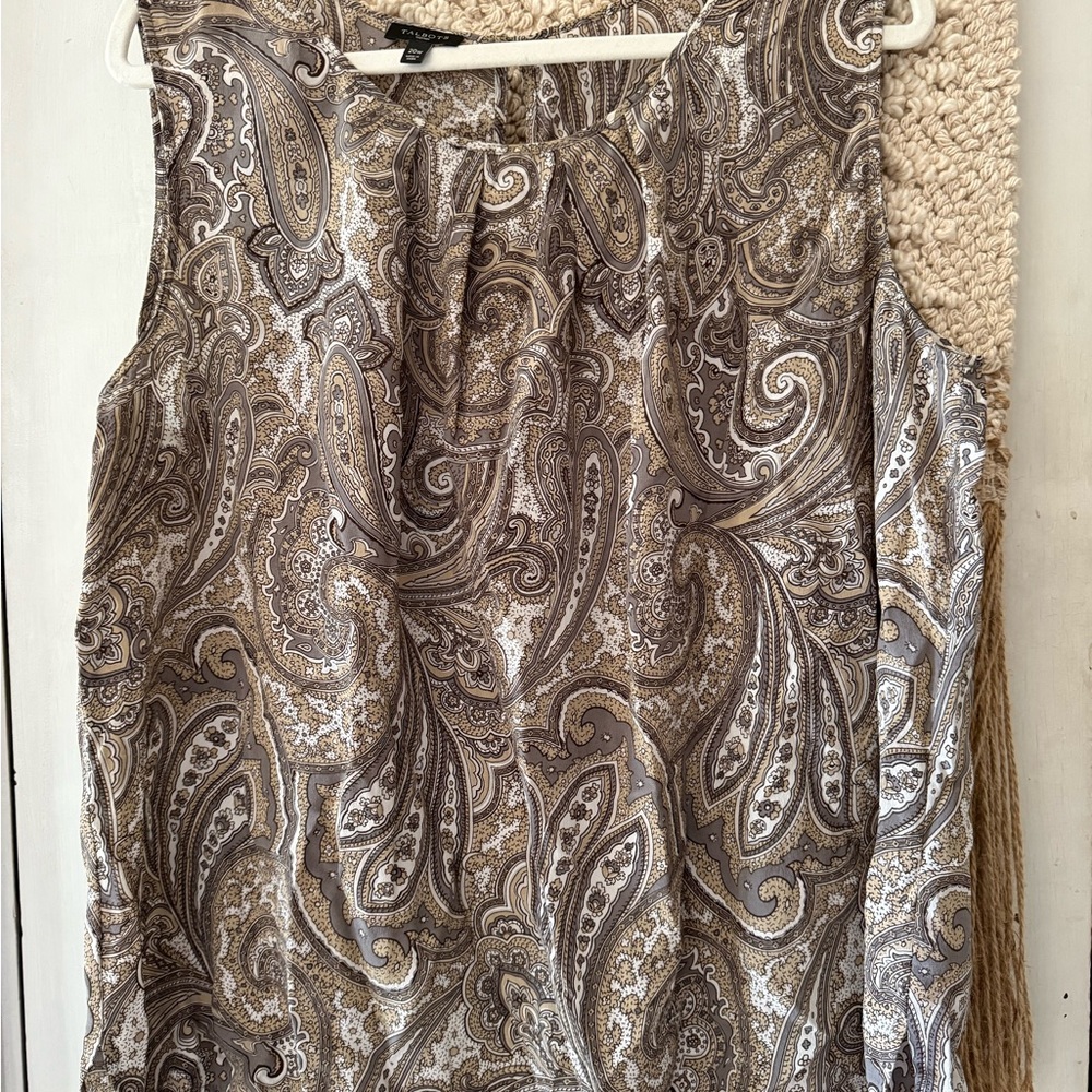 Talbots Paisley Sleeveless Blouse - Brown/Cream/Grey